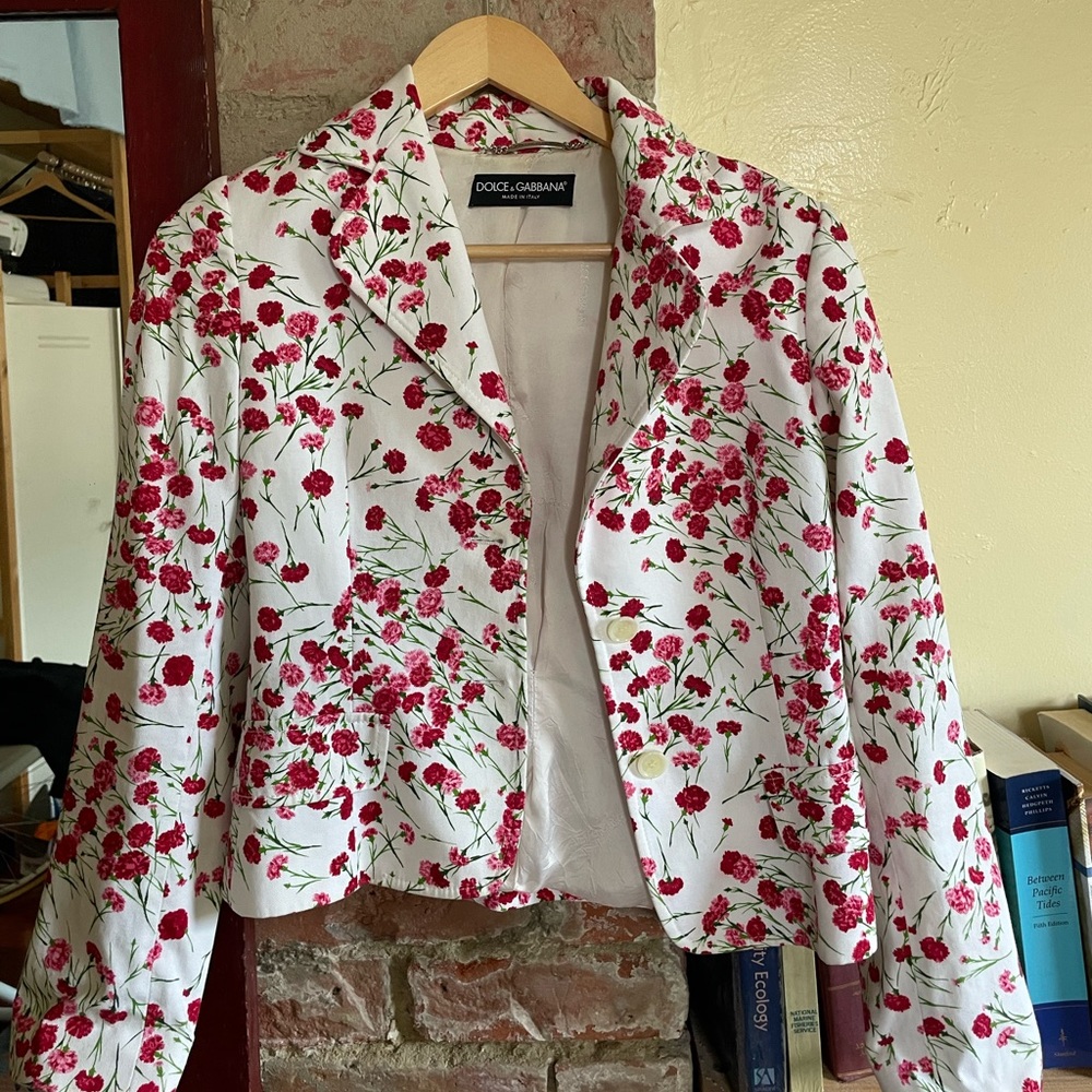 Dolce & Gabbana Floral Carnation Print Blazer SM (38 Italian)